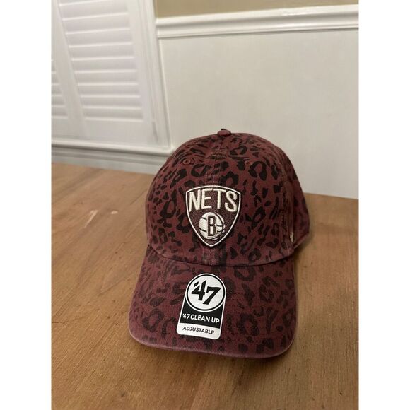 Brooklyn Nets '47 Brand Clean Up Strap Back Hat Cap NEW NBA Cheetah Print - Picture 2 of 5